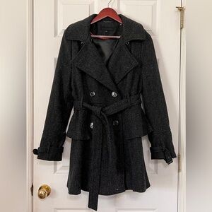 Steve Madden Black Double Breasted Heavy Coat Peacoat